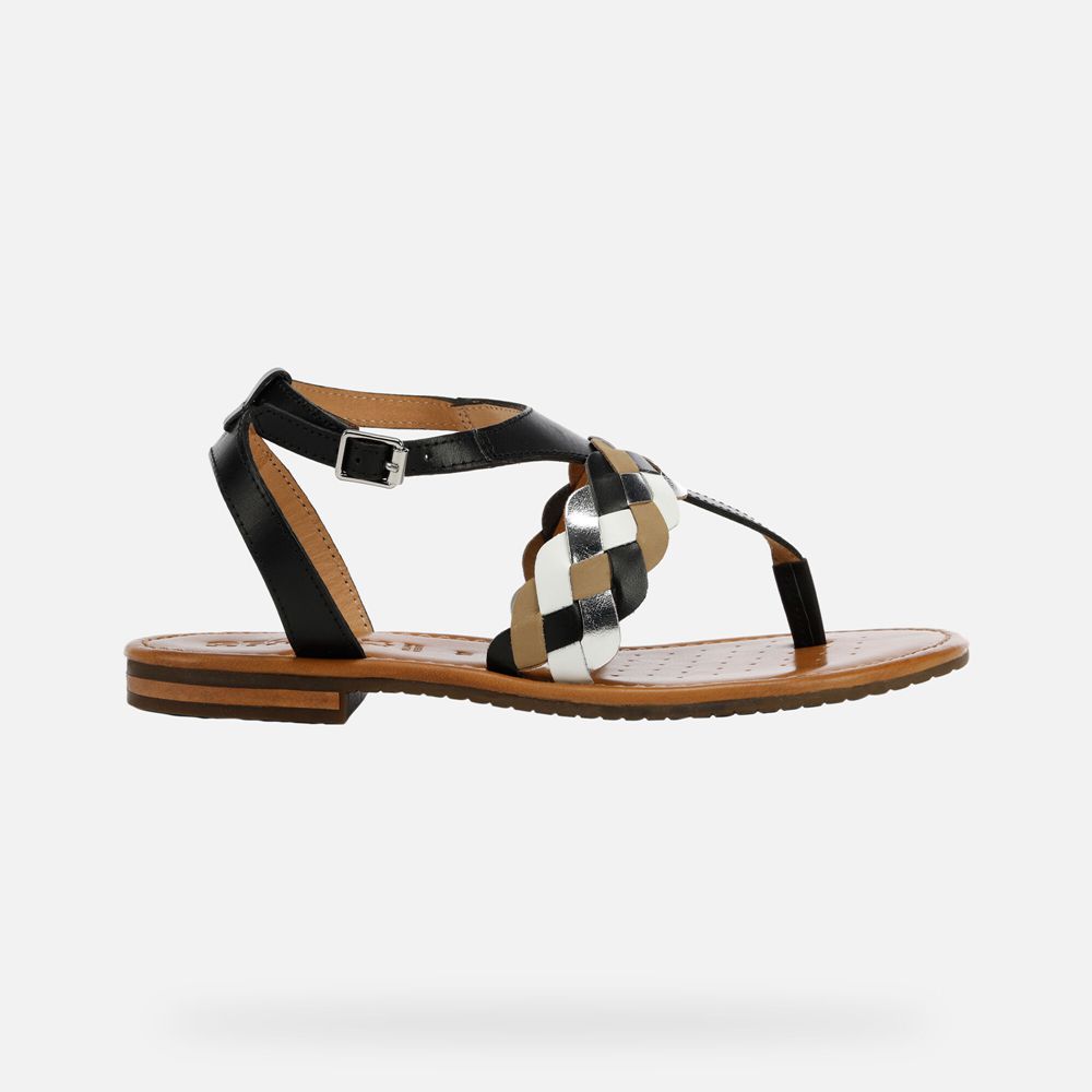 Geox Sandals Black/Silver Sozy - Geox Womens Shoes - BQIAUH563